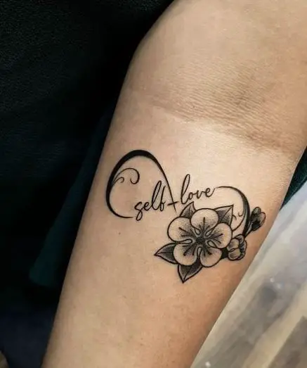 Self Love Infinity Tattoo with Flower