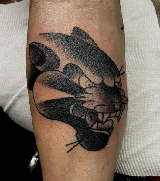 Shaded Black Panther Head Tattoo
