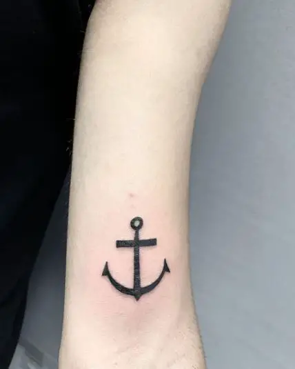 Simple Black Anchor Tattoo