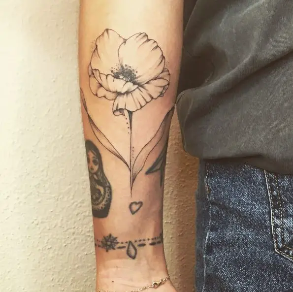 Single Poppy Flower Tattoo