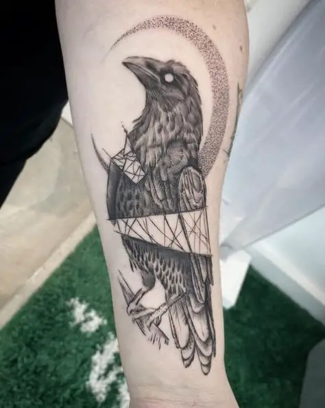 Sketchy Raven Design Tattoo