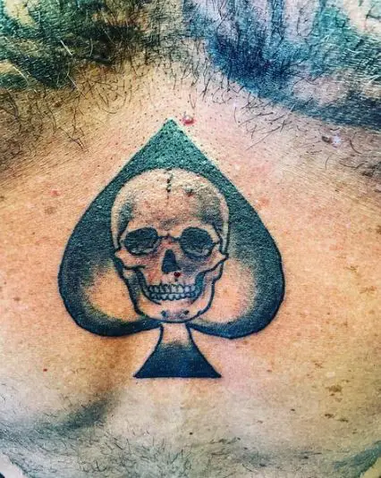 Skull spade sternum Tattoo