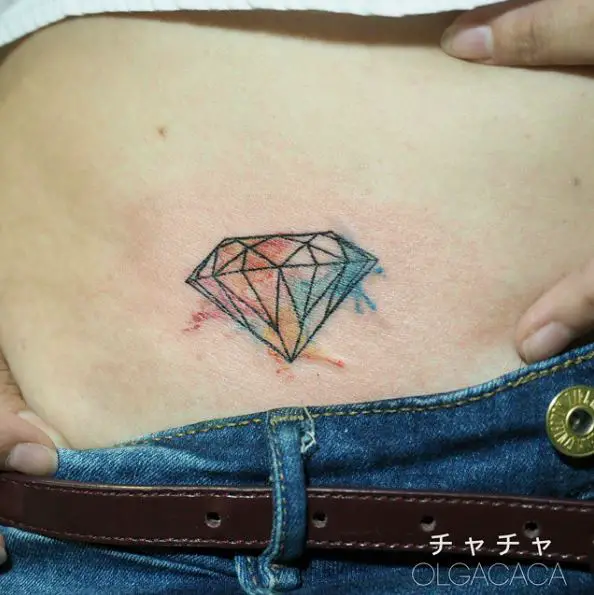 Small Diamond Tattoo on the Hip