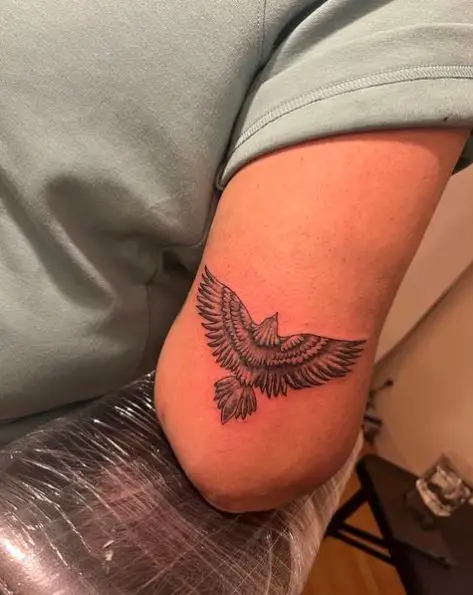 Small Flying Eagle Tattoo Behind The Hands