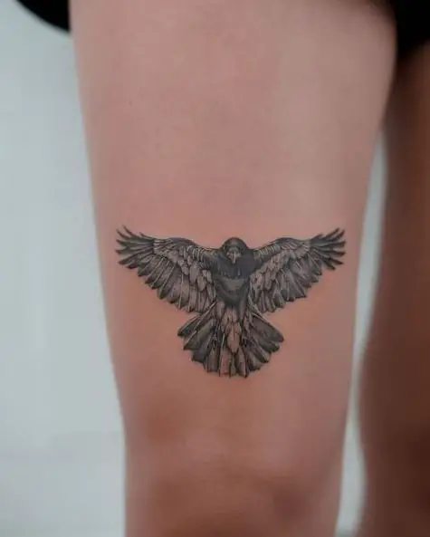 Small Flying Raven Tattoo