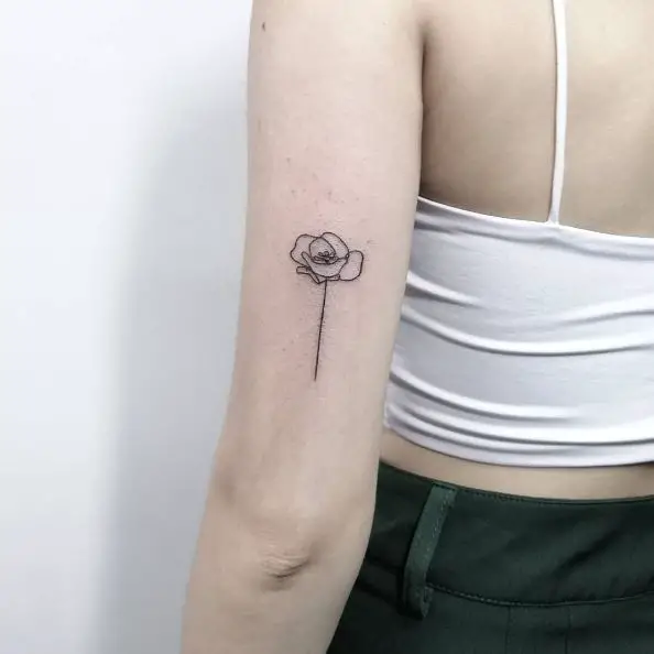 Small and Simple Poppy Flower Tattoo