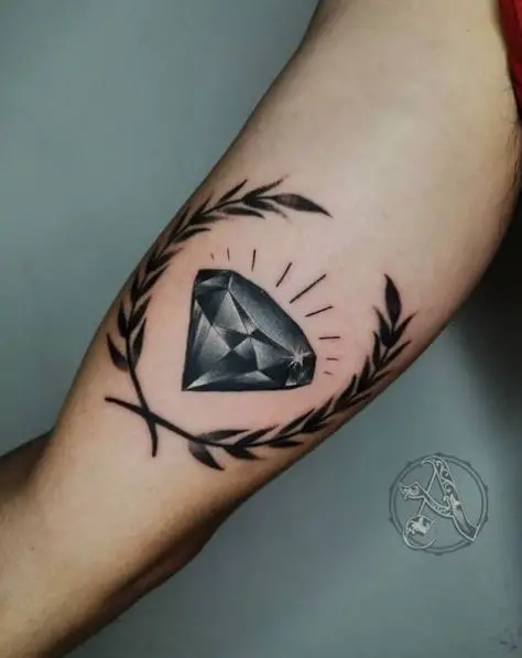 Sparkling Black Diamond with Plant Tattoo