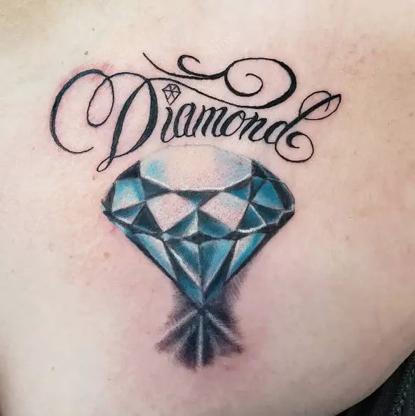 Sparkling Diamond Tattoo with Text 