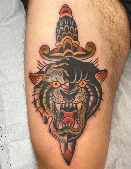 Split Head Panther Tattoo