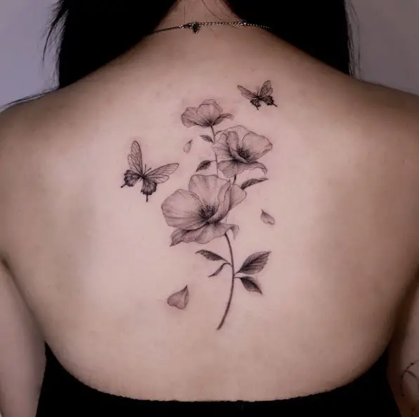 The Butterfly Poppy Flower Tattoo