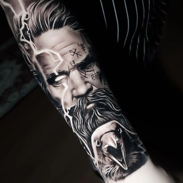 The God Odin Raven Tattoo