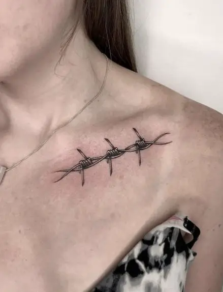Tiny Barbed Wire Shoulder Tattoo