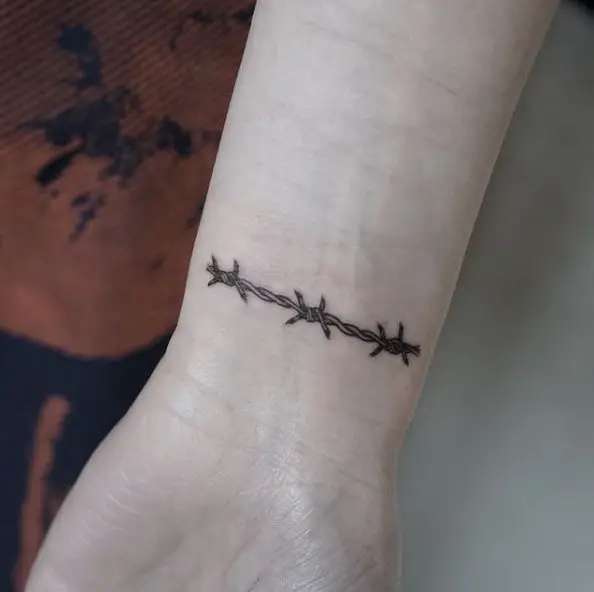 Tiny Barbed Wire Wrist Tattoo