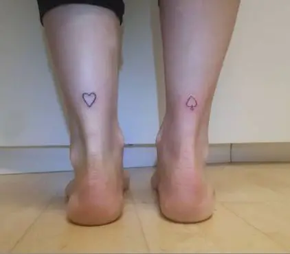 Tiny Heart and Spade Tattoo on Legs