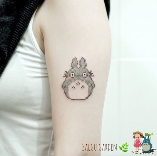 Tiny My Neighbor Totoro Cross Stitch Arm Tattoo