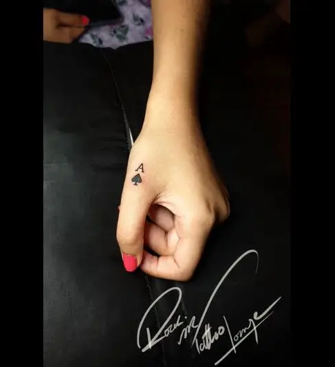 Tiny Spades Tattoo on Thumb
