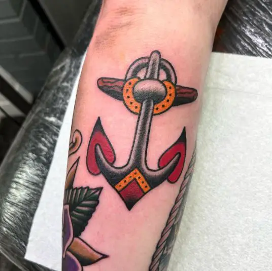 Traditional Anchor Forearm Tattoo