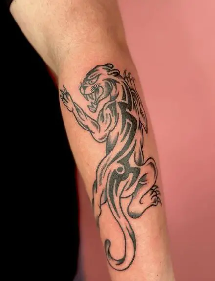 Tribal Panther Forearm Tattoo