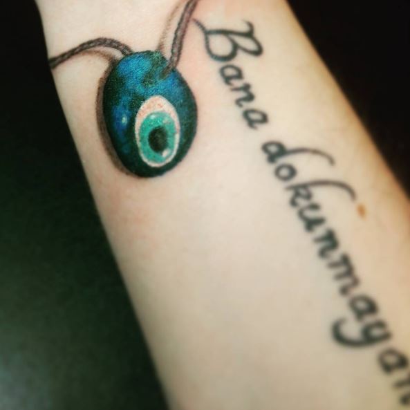 Turquoise Blue Evil Eye Bracelet Tattoo Piece