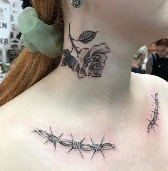 Twin Barbed Wire Tattoo on Shoulder Blade