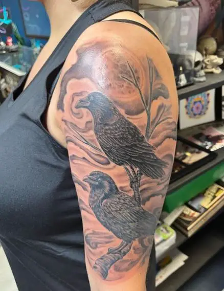 Twin Raven Arm Tattoo