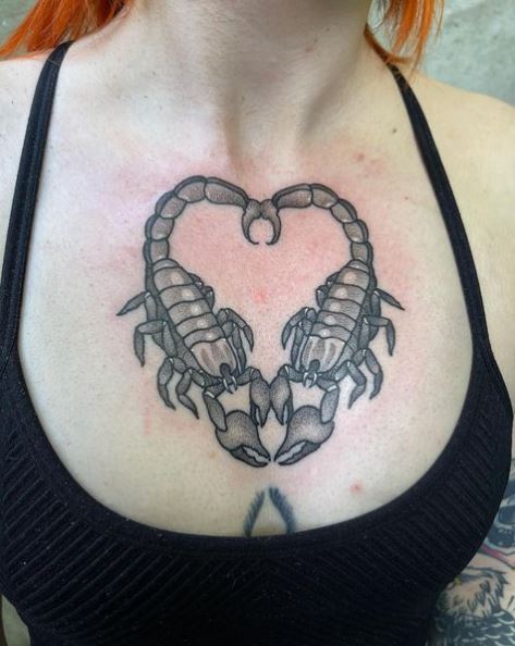 Twin Scorpio Chest Tattoo