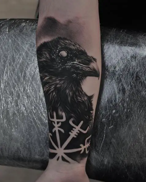 Viking Raven Forearm Tattoo