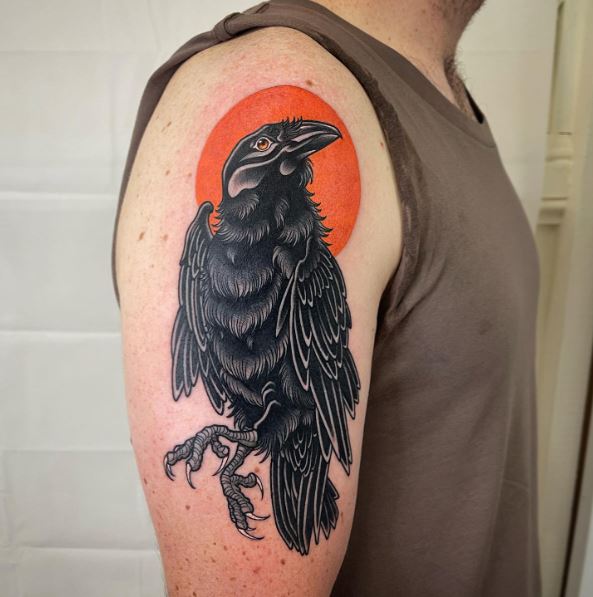 Walking Crow Arm Tattoo