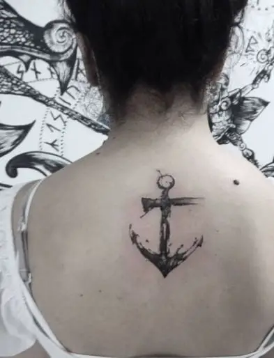 Water Like Anchor Back Tattoo