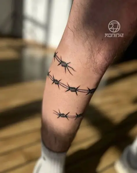 Wrapped Barbed Wire Leg Tattoo