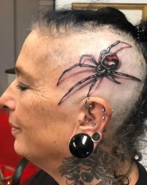 3D Black Widow Head Tattoo