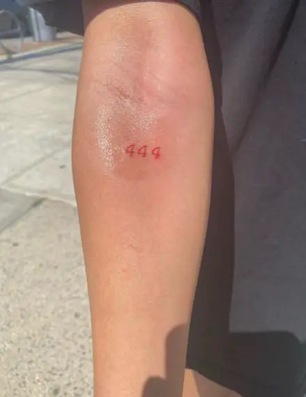 Red 444 Elbow Minimalistic Tattoo