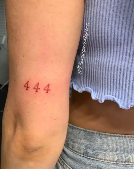 Red 444 Elbow Tattoo