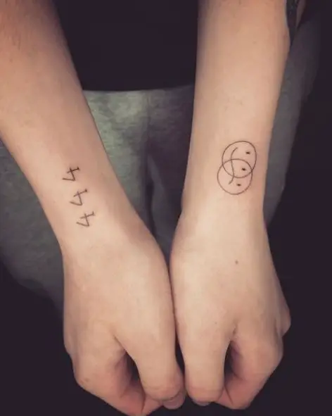Smiley and 444 Wrists Tattoos