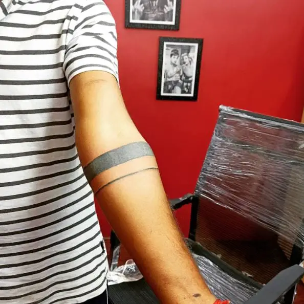 Double Armband Elbow Tattoo