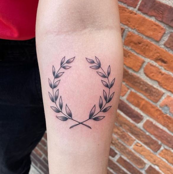 Shaded Laurel Wreath Forearm Tattoo