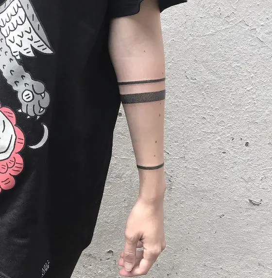 Thick and Thin Black Armband Tattoo