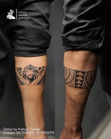 Tribal Armband with Lion Tattoo
