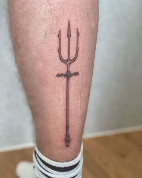Shaded Trident Calf Muscle Tattoo