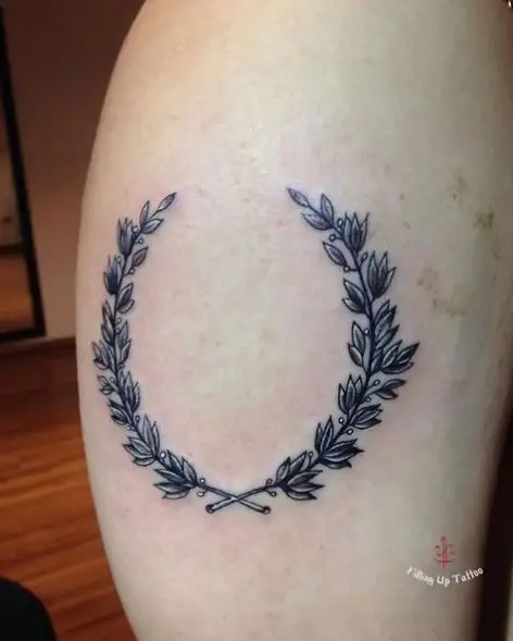 Realistic Black and Grey Laurel Wreath Tattoo