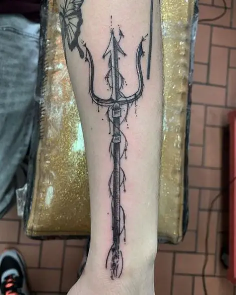 Aquaman inspired Trident Arm Tattoo