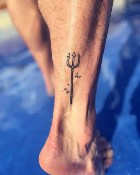 Little Trident Ankle Tattoo