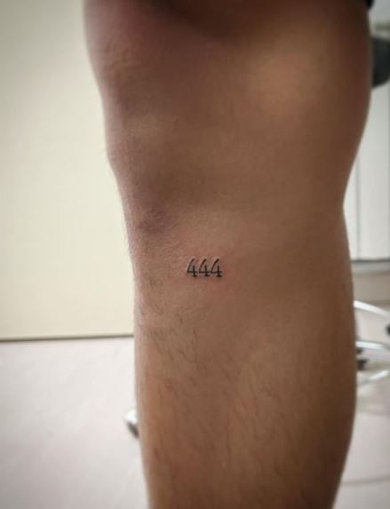 Minimalistic 444 Knee Tattoo