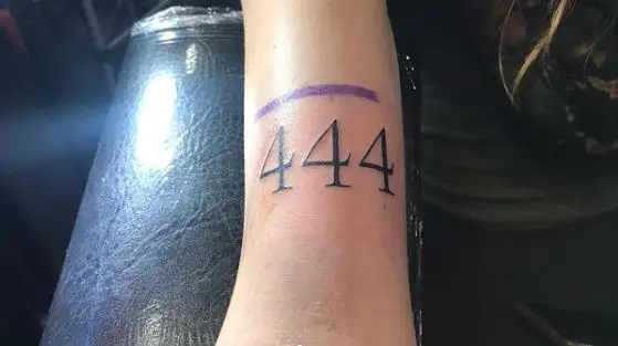 Violet Band and 444 Biceps Tattoo