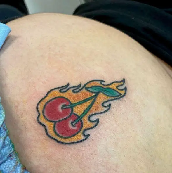 Cherries on Fire But Tattoo