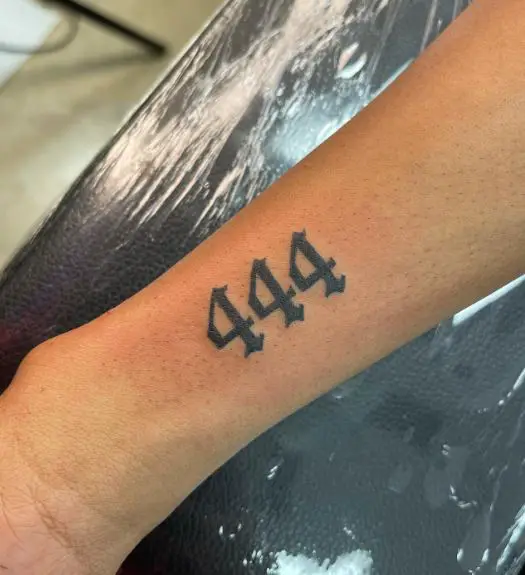 Grey Bold 444 Forearm Tattoo