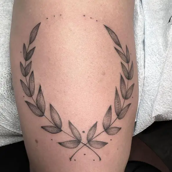Black and Grey Laurel Wreath Tattoo