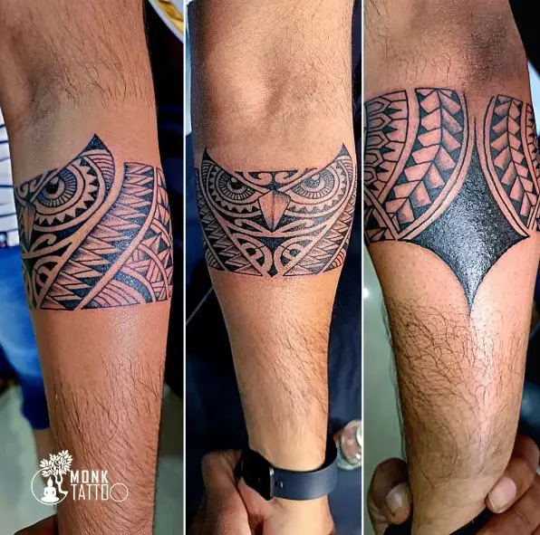 Owl Inspired Tribal Armband Tattoo