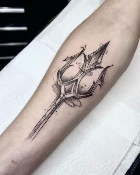 Aquaman Inspired Trident Arm Tattoo