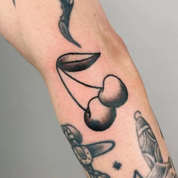Black Cherries Elbow Tattoo